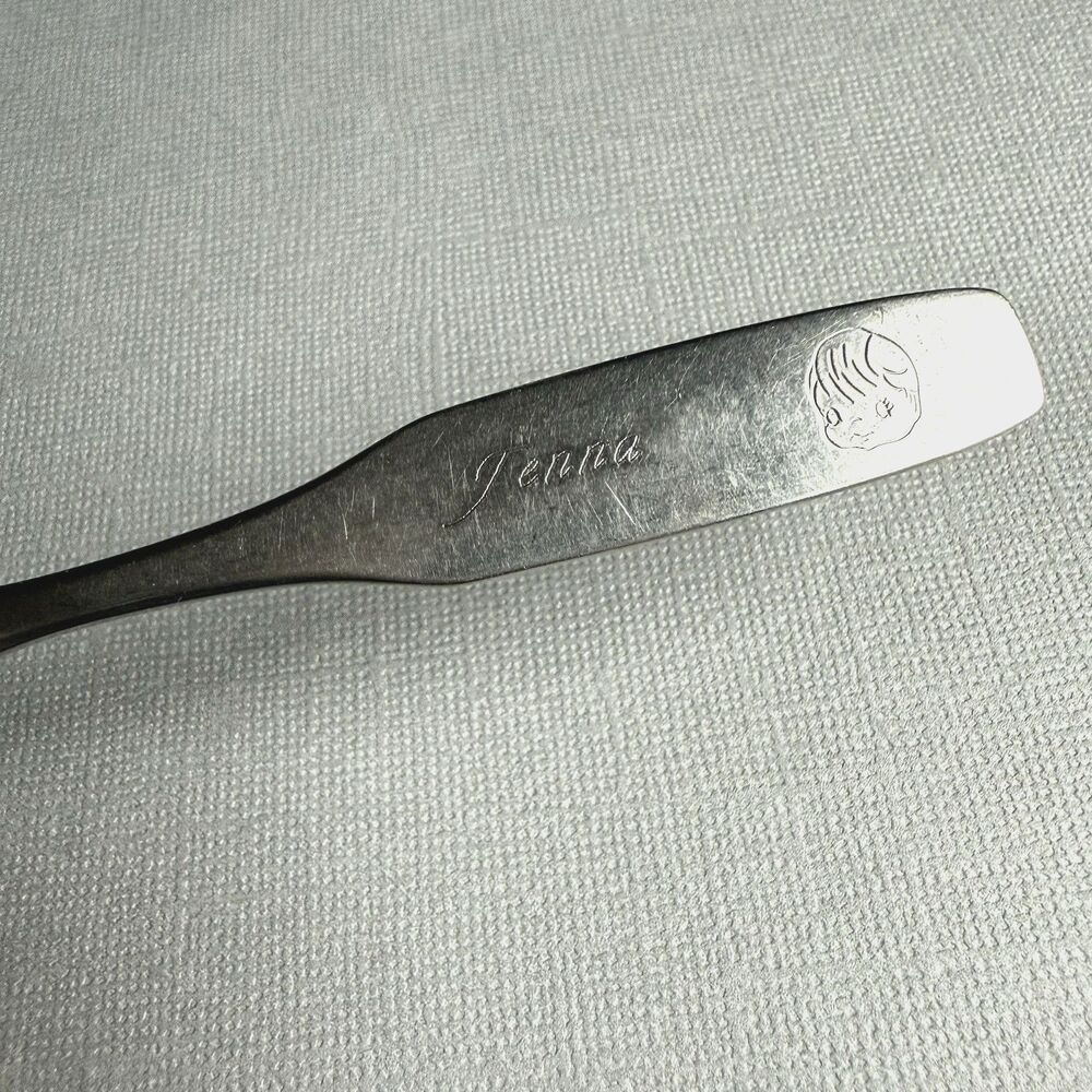 VTG Community Stainless engraved JENNA Baby Spoon Spork 5-in - Picture 3 of 6